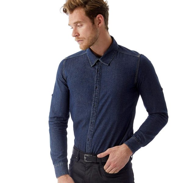 Camicia denim manica lunga uomo