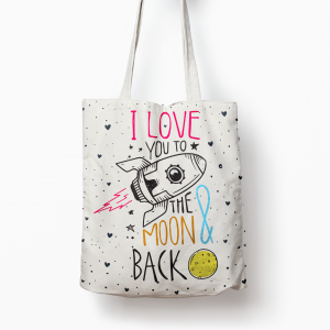 Shopper bag cotone manici lunghi – Tote bag tela canvas – To the moon and back